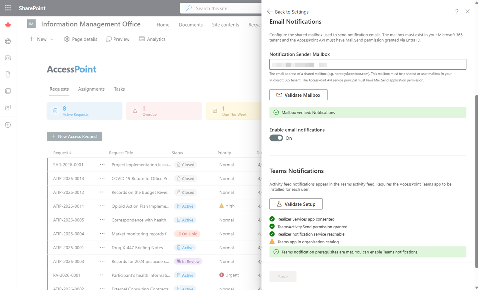 Notification configuration
