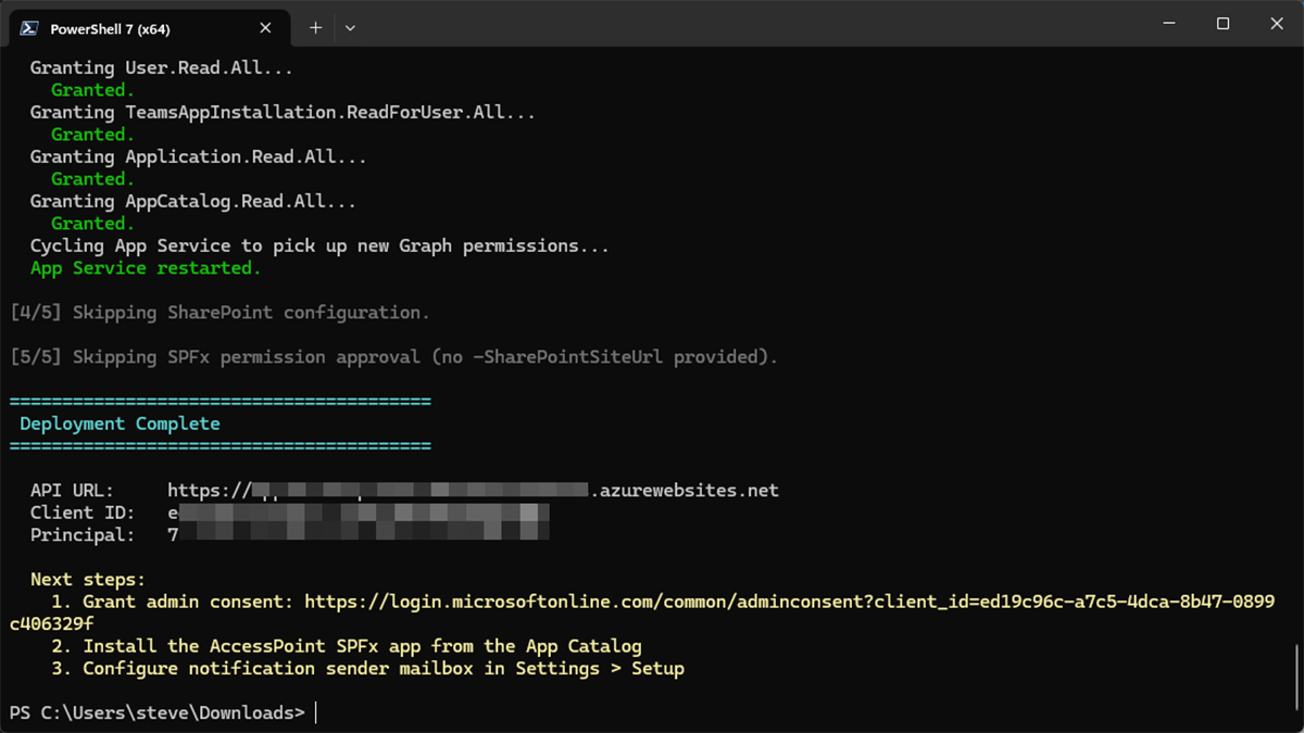 Deploy-AccessPoint.ps1 output