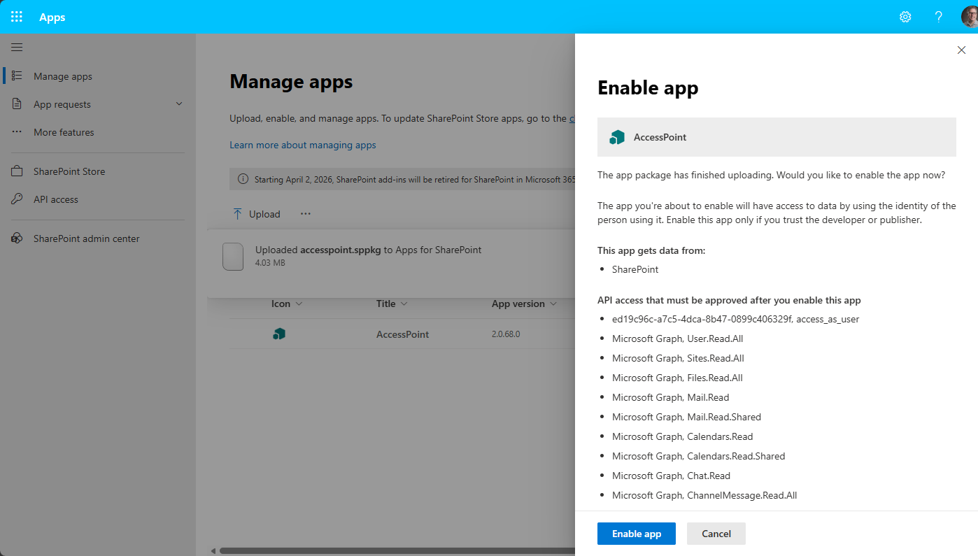 Approving AccessPoint API permission requests