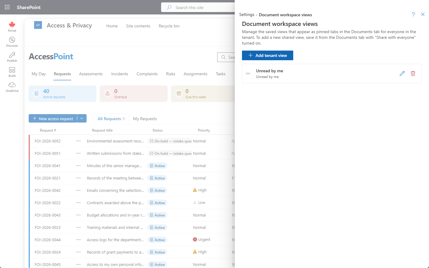 Document workspace views
