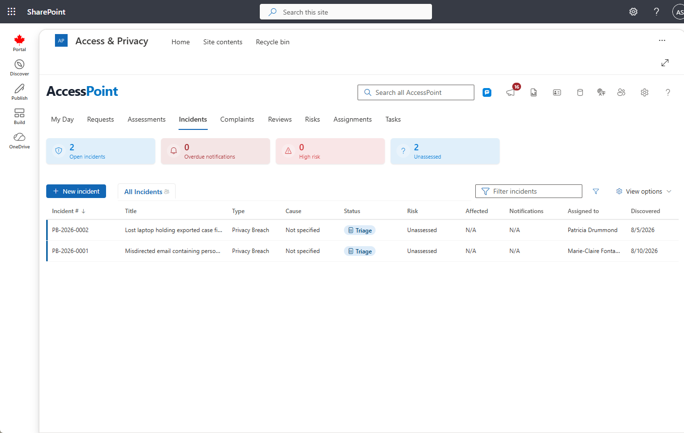 Incidents Dashboard
