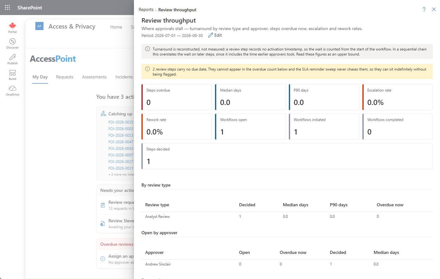 Review throughput report