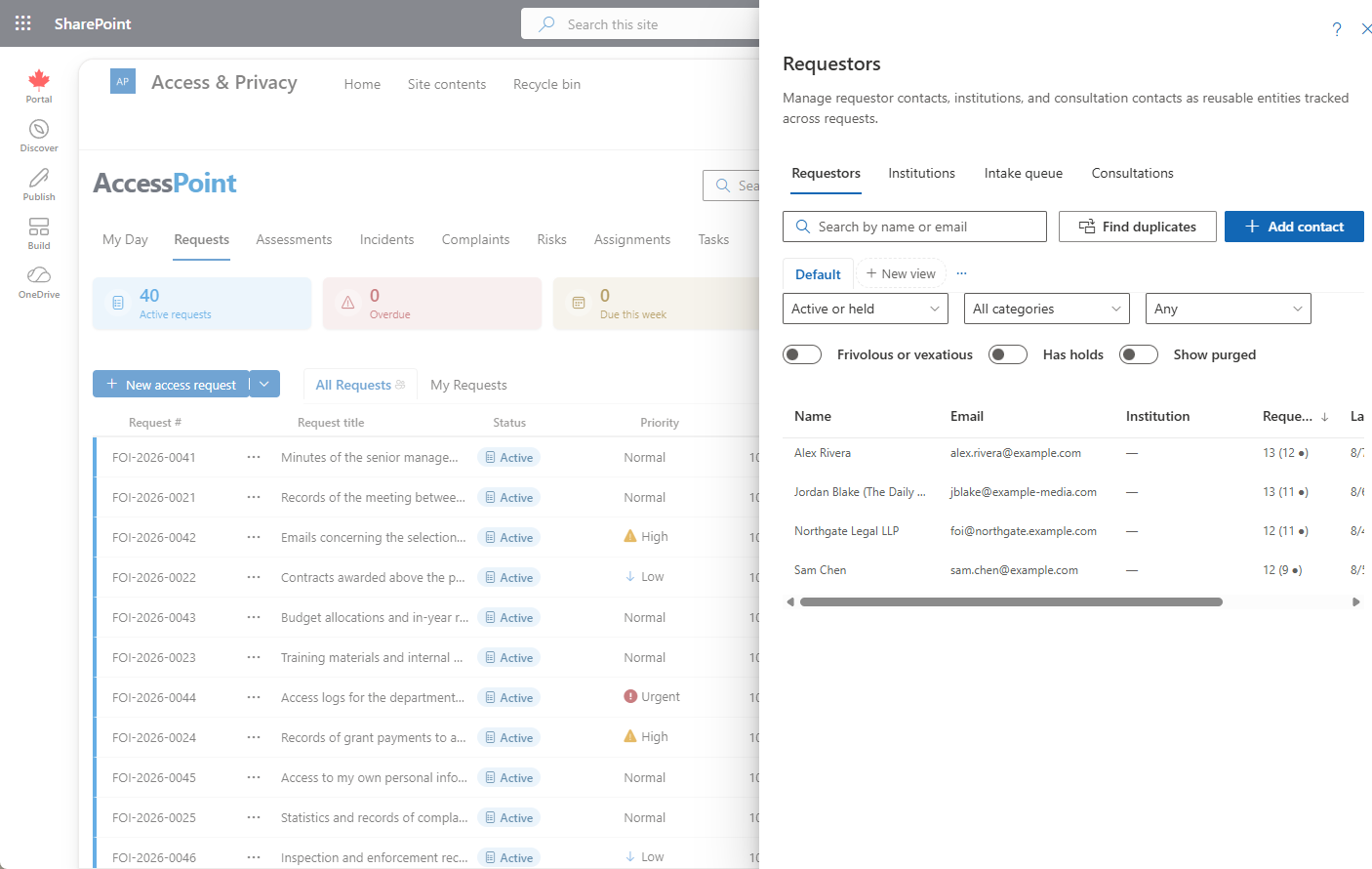 Contact details panel