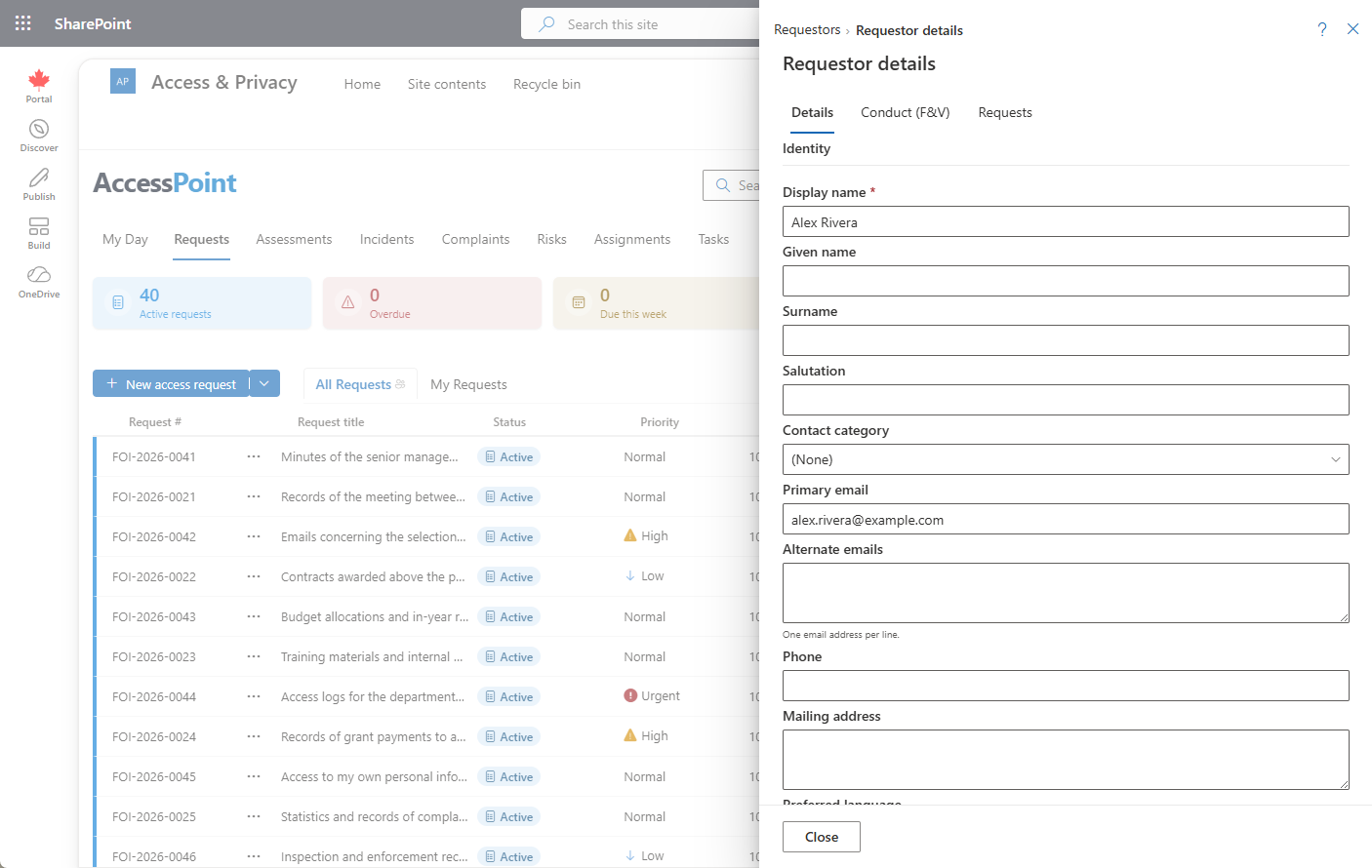 The Contacts workspace