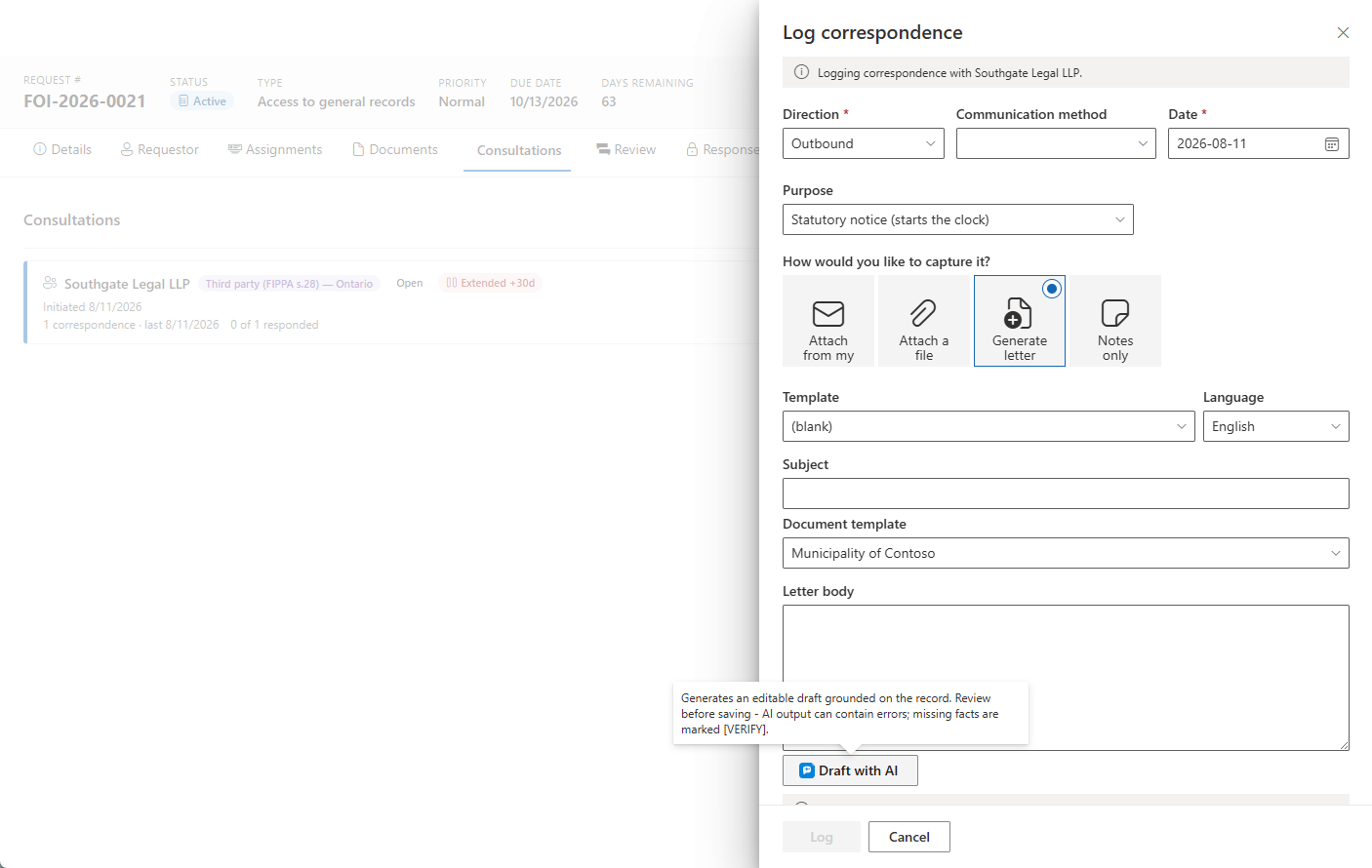 Draft with AI in the composer