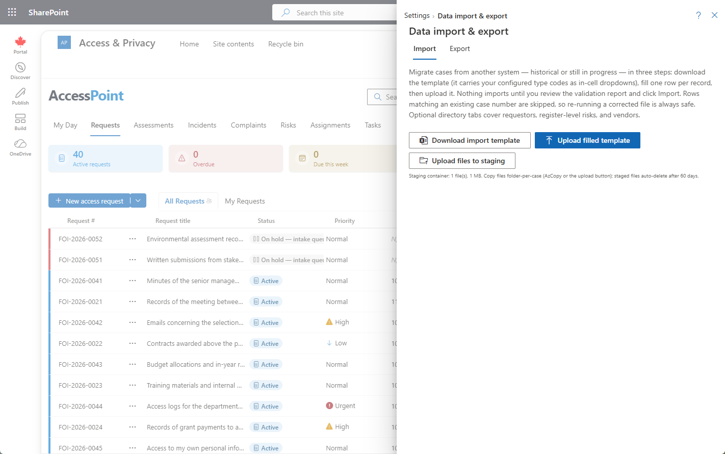 Data import & export
