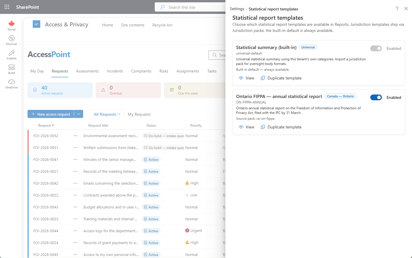 Statistical report templates