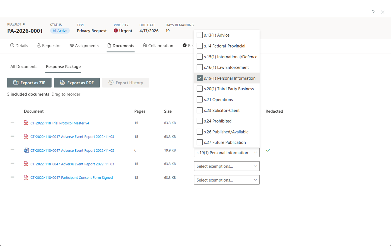 Exemption Management